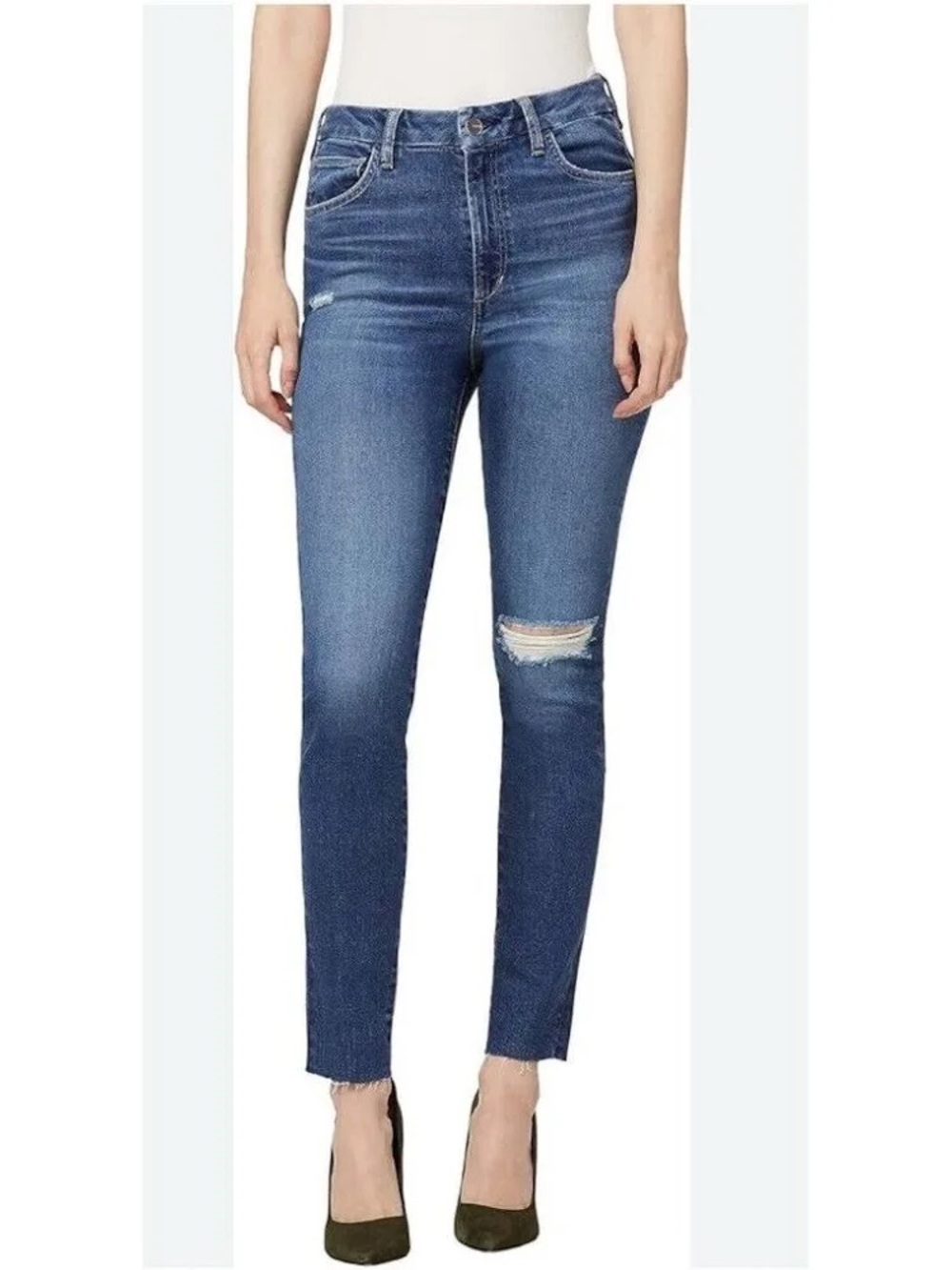 Joes Jeans High-Rise Ankle‎ Skinny Distressed Knee Denim Jeans
